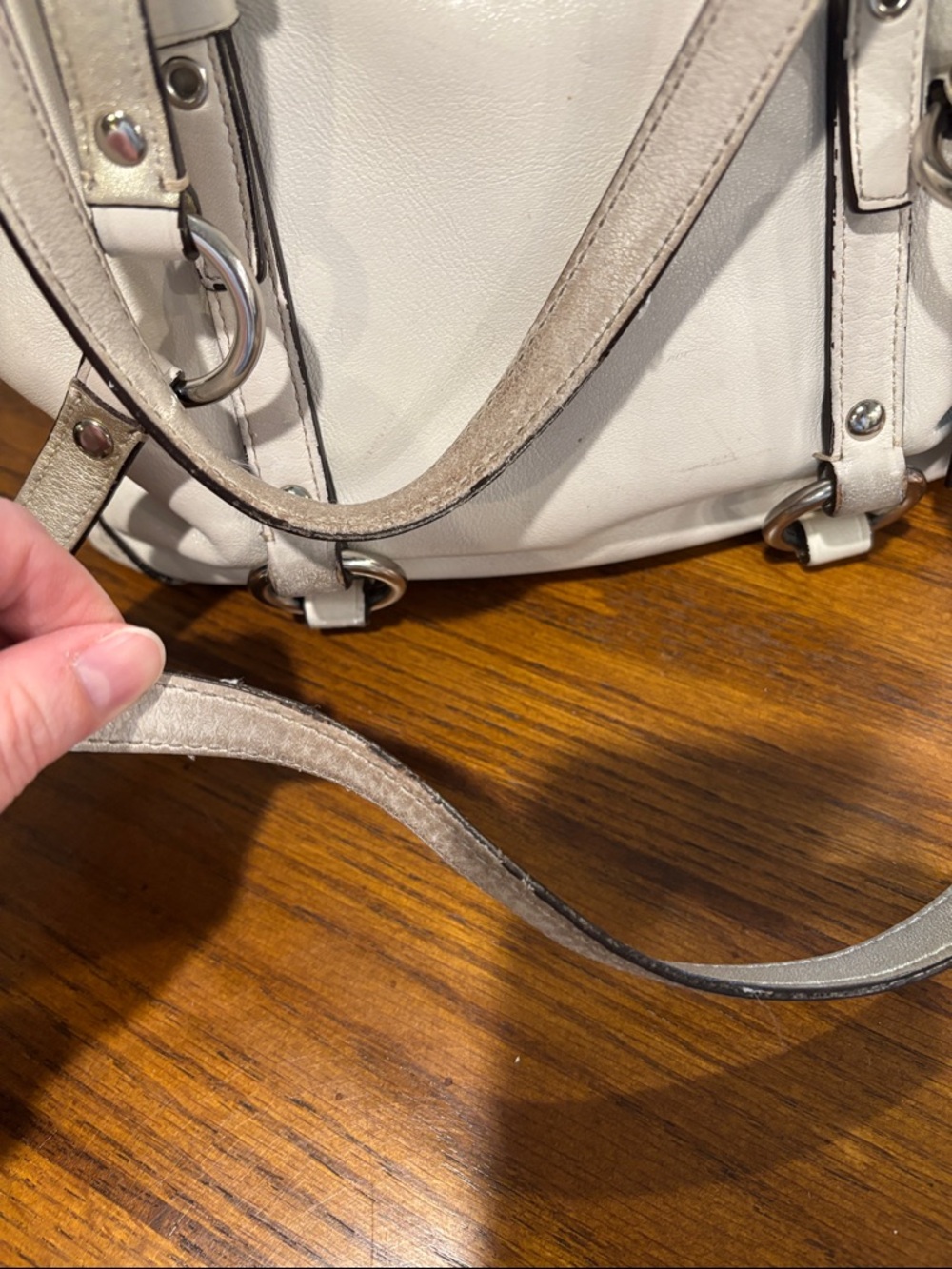 Coach Cream Leather Shoulder Tote with Buckle Straps - Picture 15 of 15